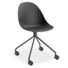 LEVEL Pebble Chair Black With Shell Seat - Pyramid Fixed Base With Castors