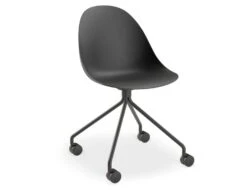 LEVEL Pebble Chair Black With Shell Seat - Pyramid Fixed Base With Castors