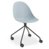 LEVEL Pebble Chair Pale Blue With Shell Seat - Pyramid Fixed Base With Castors - Black