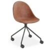 LEVEL Pebble Chair Tan Upholstered Vintage Seat - Pyramid Fixed Base With Castors - Black