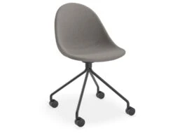 LEVEL Pebble Fabric Dark Grey Upholstered Chair - Pyramid Fixed Base With Castors - Black