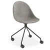 LEVEL Pebble Chair Grey Upholstered Vintage Seat - Pyramid Fixed Base With Castors - Black