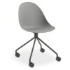 LEVEL Pebble Chair Grey With Shell Seat - Pyramid Fixed Base With Castors - Black