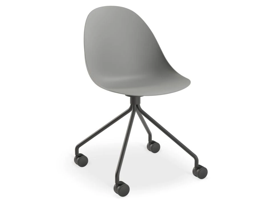 LEVEL Pebble Chair Grey With Shell Seat - Swivel Base W Castors - Black 7 LEVEL Pebble Chair Grey With Shell Seat - Swivel Base W Castors - Black - Image 7