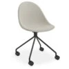 LEVEL Pebble Fabric Light Grey Upholstered Chair - Pyramid Fixed Base With Castors - Black