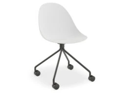 LEVEL Pebble Chair White With Shell Seat - 4 Post Stackable Base - Black -Level Furniture Outlet Store senchuan white office chair 1