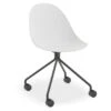 LEVEL Pebble Chair White With Shell Seat - Pyramid Fixed Base With Castors - Black