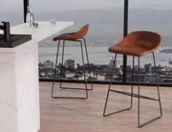 LEVEL Pop Stool With Black Frame And Upholstered Vintage Tan Seat 28 LEVEL Pop Stool With Black Frame And Upholstered Vintage Tan Seat -Level Furniture Outlet Store side view brown leather 0c730e27 38d3 442e b2e3 858433ba6722