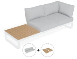 LEVEL Fino Config B - Outdoor Modular Sofa In Matt White Aluminium With Light Grey Cushions