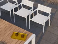 LEVEL Halki Chair - Outdoor - White - With Light Grey Cushion -Level Furniture Outlet Store white halki chair lifestyle 1
