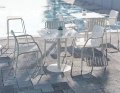 LEVEL Roku Outdoor Armchair In Matt White - No Cushion -Level Furniture Outlet Store white outdoor chairr