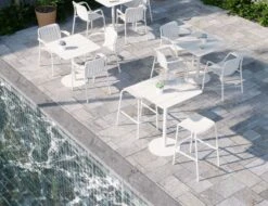 LEVEL Roku Outdoor Armchair In Matt White - No Cushion -Level Furniture Outlet Store white setting 2