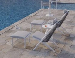 LEVEL Minori Footrest Pouf Matt White - Light Grey Cushion 10 LEVEL Minori Footrest Pouf Matt White - Light Grey Cushion -Level Furniture Outlet Store white shot 2