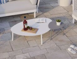 LEVEL Cetara Side Table - Silver Grey -Level Furniture Outlet Store white silvergrey cetara close outdoor tables