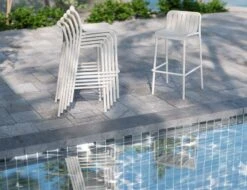 LEVEL Roku Outdoor Bar Stool In Matt White -Level Furniture Outlet Store white stacking bar stool 24a46c2c 2e27 4956 a027 56e84505a316