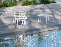 LEVEL Roku Outdoor Low Stool Footrest In Matt Charcoal -Level Furniture Outlet Store white stacking low stool roku