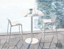 LEVEL Roku Outdoor Bar Stool In Matt White -Level Furniture Outlet Store white stool at pool